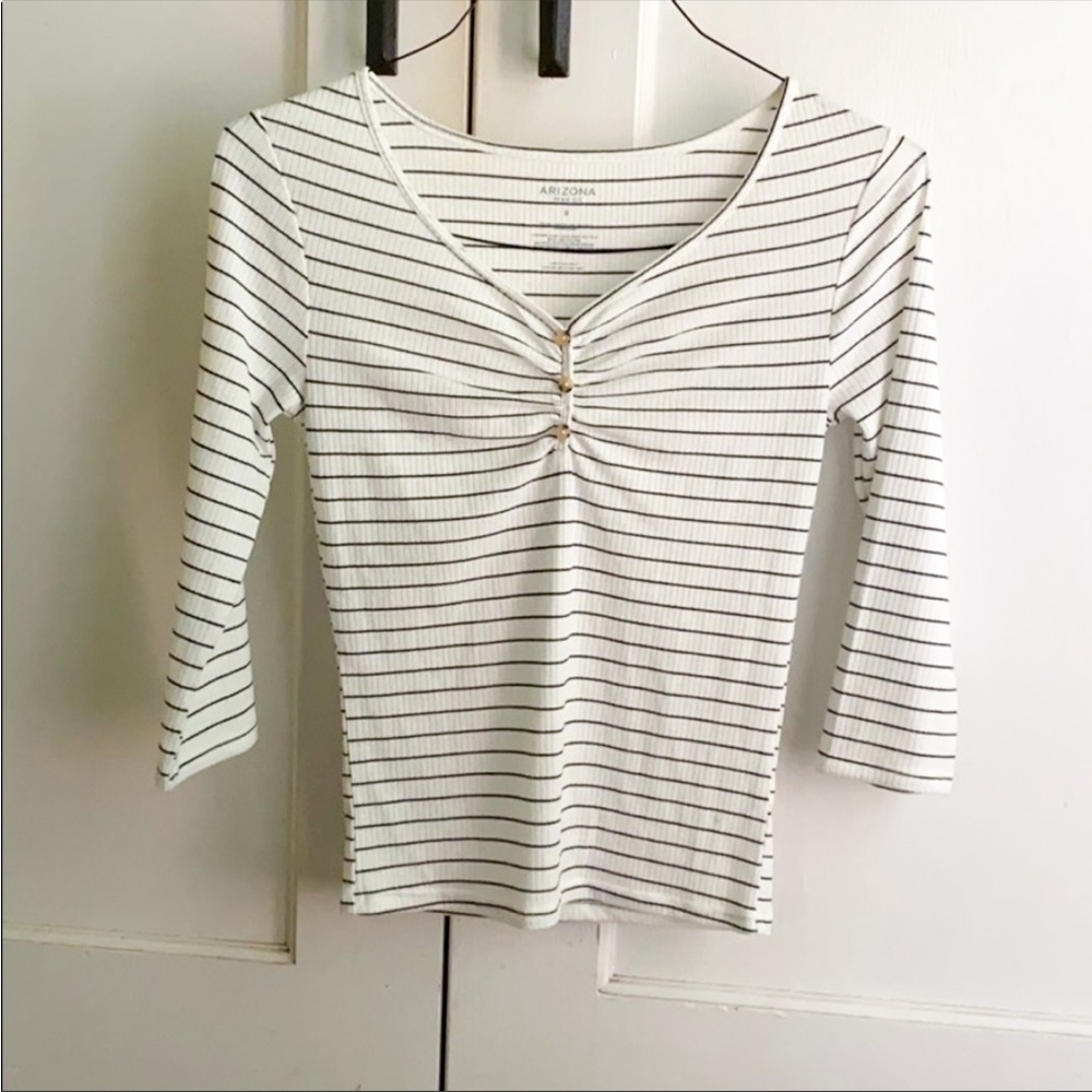 White striped three quarter length shirt